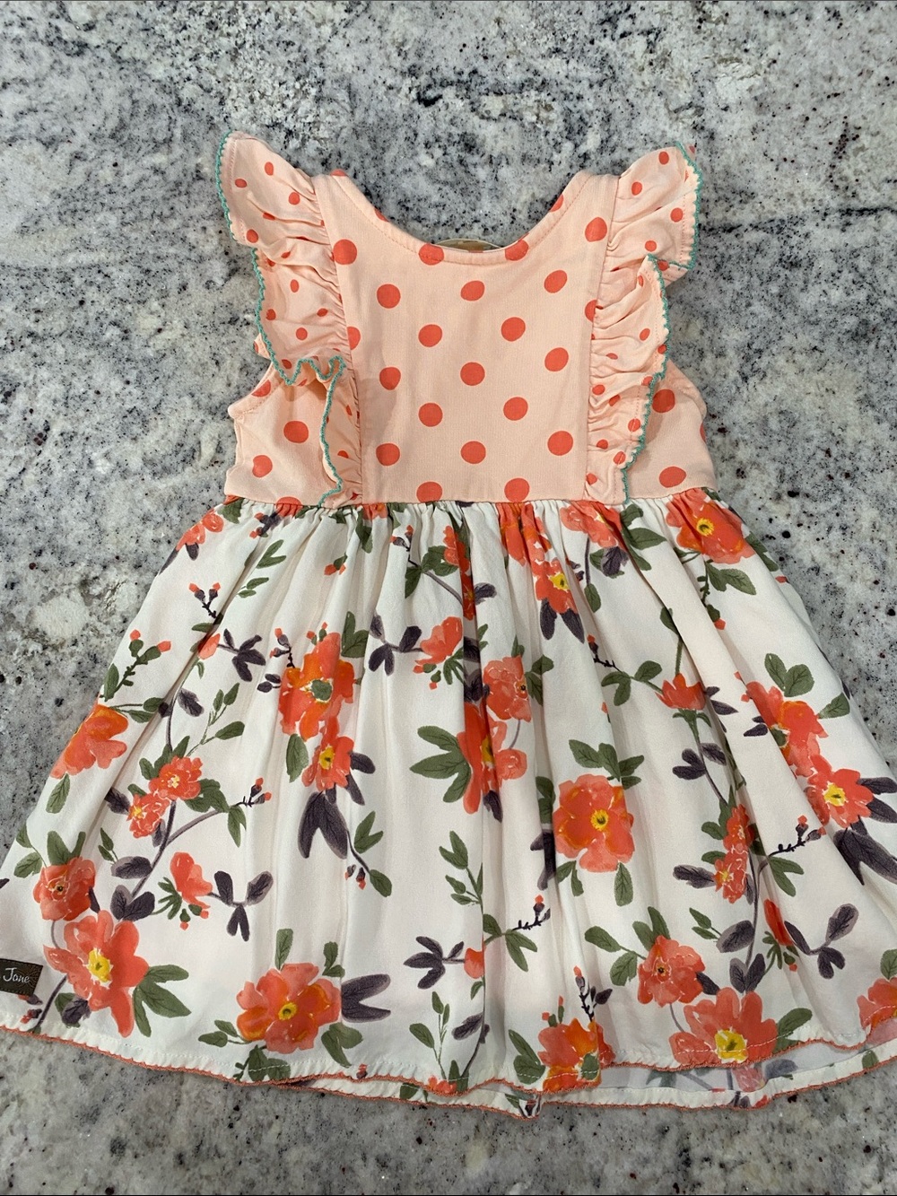 Matilda Jane Peach Polka & Orange Floral Ruffle Dress - Picture 3 of 3